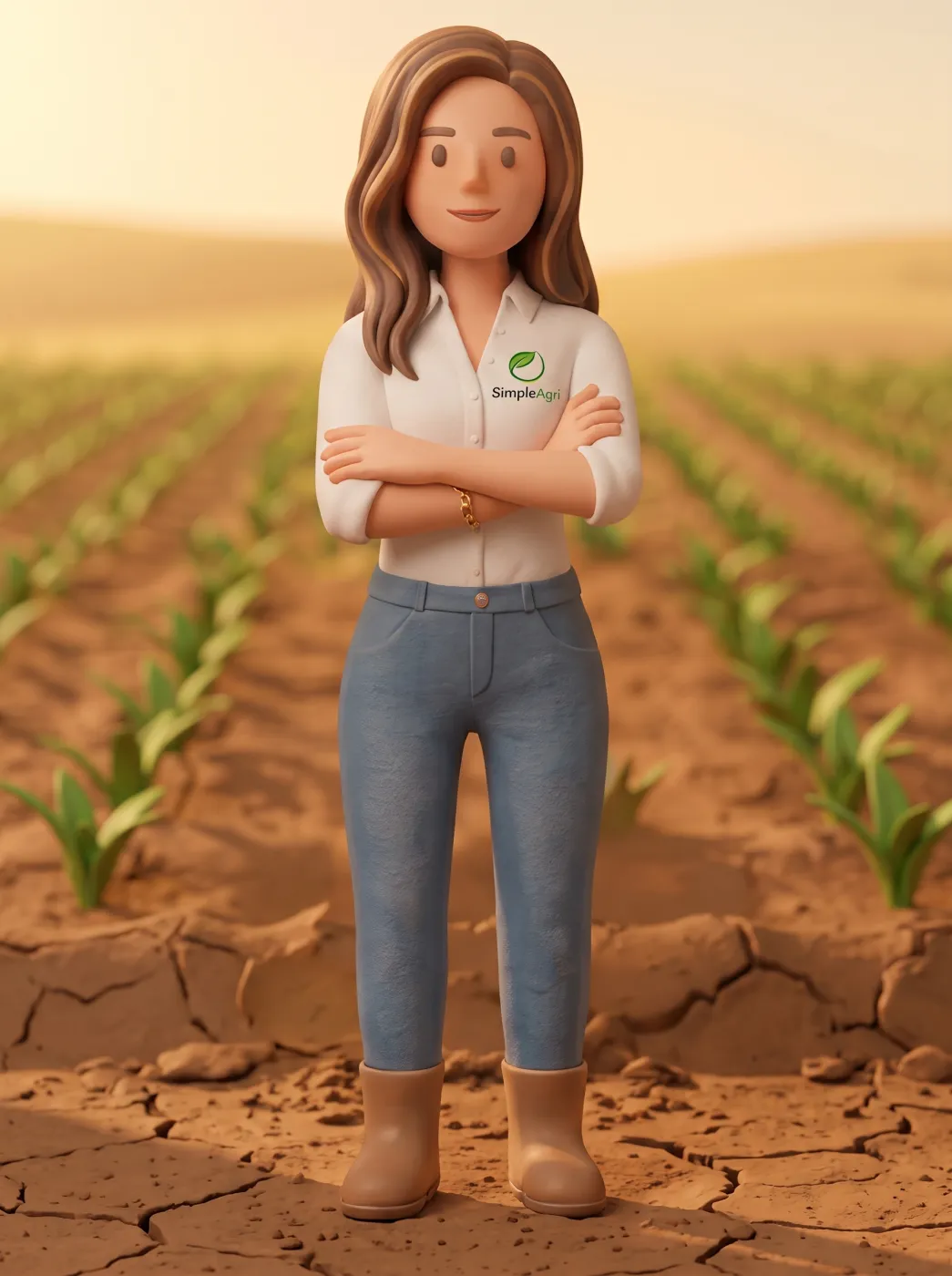 Carolina, la muñeca avatar 3D clay de SimpleAgri — campo y datos conectados